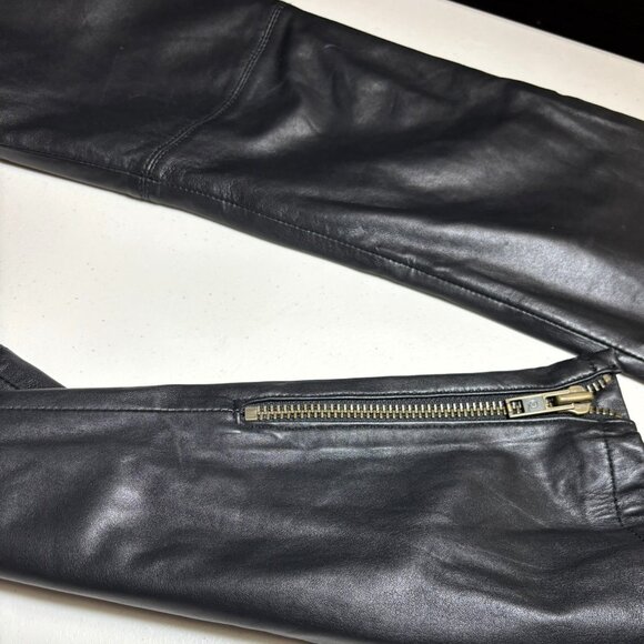 McQ by Alexander McQueen low-rise black lamb leather pants size 6 - Picture 3 of 17